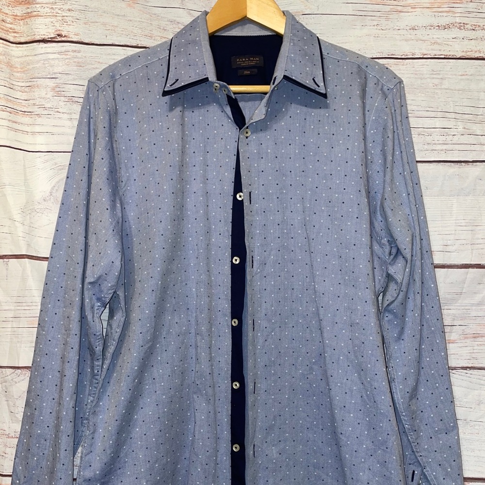 Zara Man Slim Fit Blue Button Down